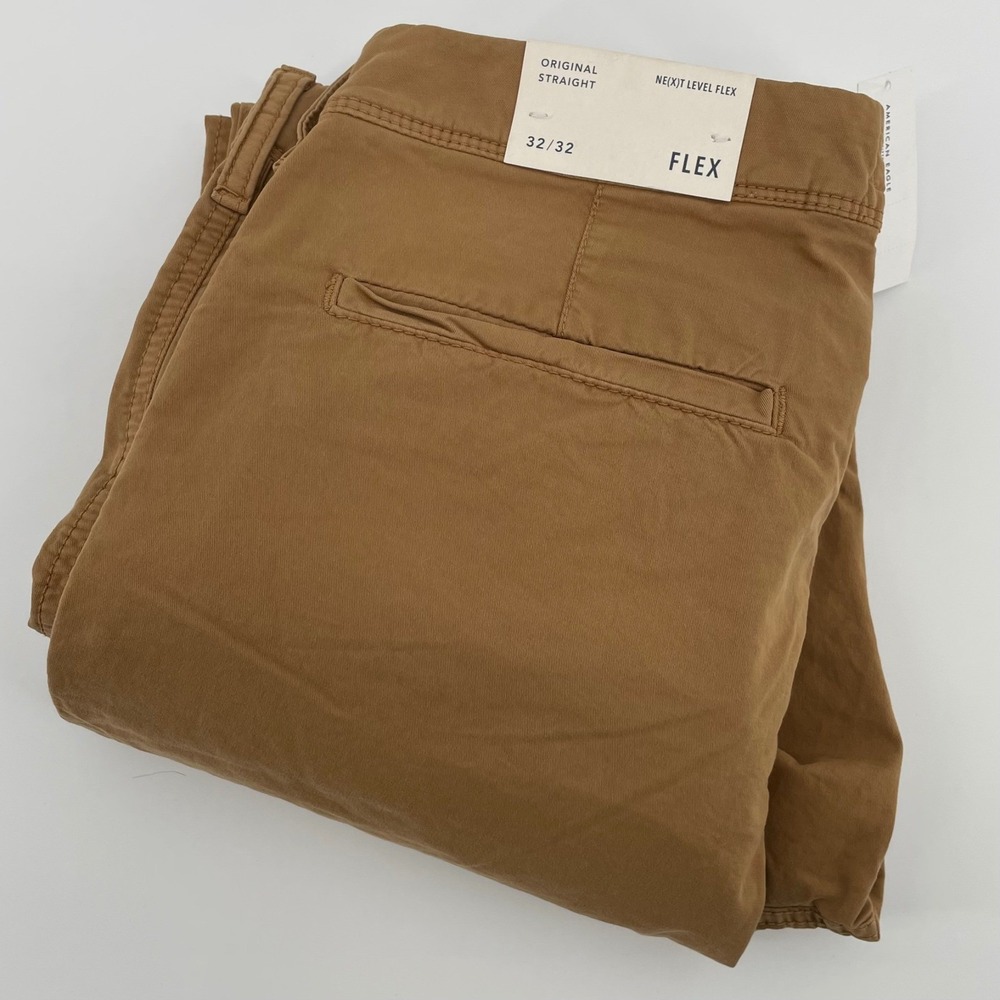 American Eagle Men's Next Level Flex Original Straight Chino Pants Brown 32x32
